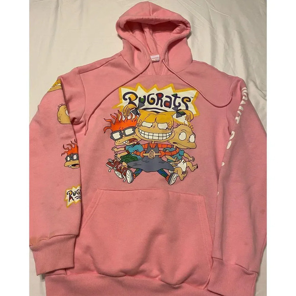 NICKELODEON RUGRATS DONT BE A BABY HOODIE UNISEX MEN WOMEN SIZE SMALL. HAS STAIN - Picture 1 of 13
